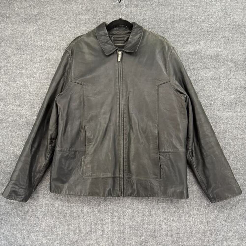 Wilsons Pelle Studio Leather Jacket Mens Large Black Removable Lining Full Zip